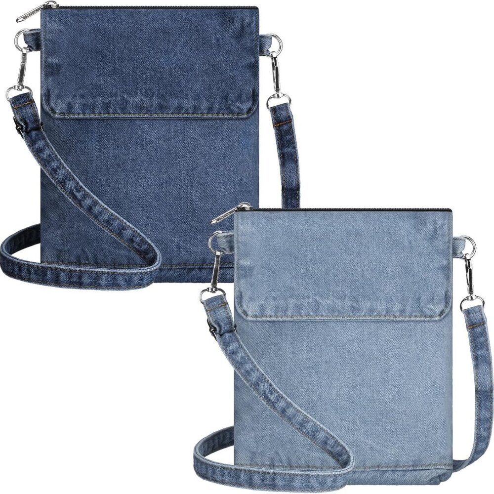 2 Pcs Small Denim Purses Crossbody Bags Jean Shoulder Handbag Adjustable Retro D